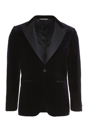 Single-breasted velvet jacket-0